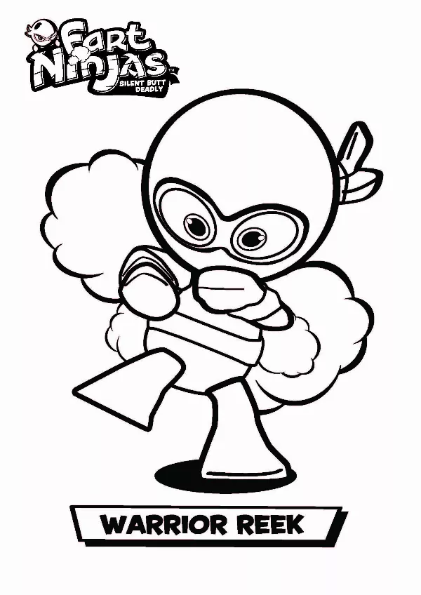 Fart Ninjas Warrior Reek Colouring Sheet